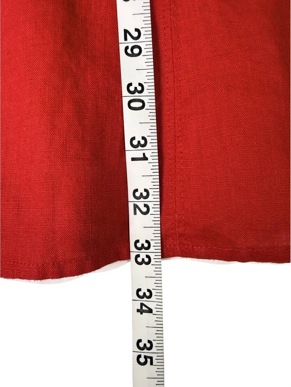 Talbots 100% Linen Red A-Line Midi Skirt Size 4 Cottagecore Summer